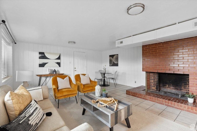 1881 S Foothill Dr E, Salt Lake City, UT 84108 - tiled living area with a brick fireplace