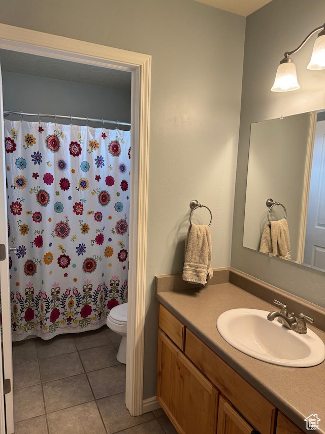 471 N 100 W, Kamas, UT 84036 - bathroom featuring vanity, tile patterned flooring, and curtained shower