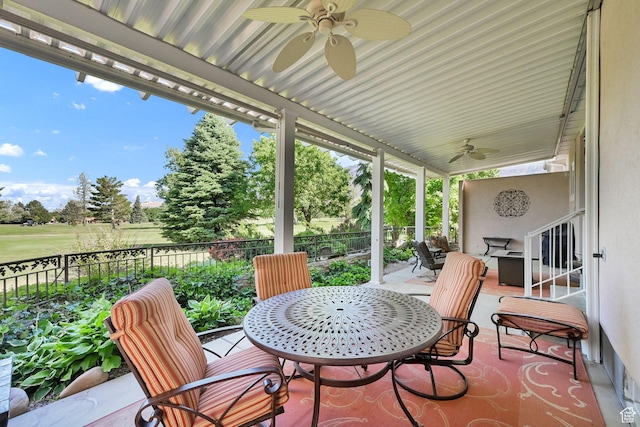97 Hillsborough Dr, Pleasant View, UT 84414 - view of patio / terrace featuring a ceiling fan and golf course view