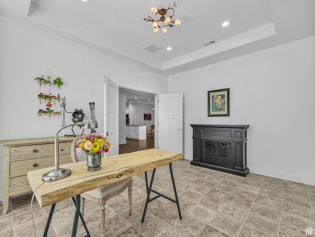 354 E 370 S, Kamas, UT 84036 - office space with a raised ceiling, a chandelier, and recessed lighting