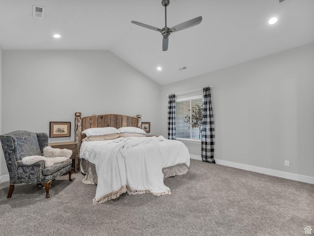 354 E 370 S, Kamas, UT 84036 - bedroom with recessed lighting, carpet floors, lofted ceiling, and ceiling fan