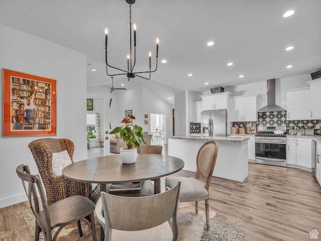 354 E 370 S, Kamas, UT 84036 - dining area with light wood-type flooring, recessed lighting, and a chandelier