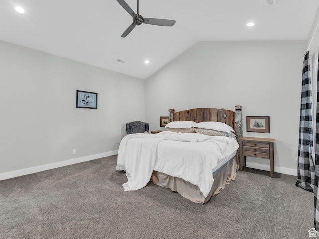 354 E 370 S, Kamas, UT 84036 - carpeted bedroom featuring recessed lighting, vaulted ceiling, and ceiling fan