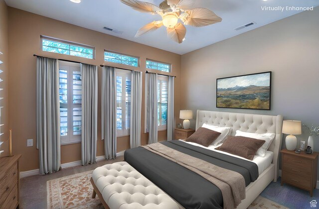 1410 W Ambassador Dr, St George, UT 84790 - bedroom with carpet floors and a ceiling fan