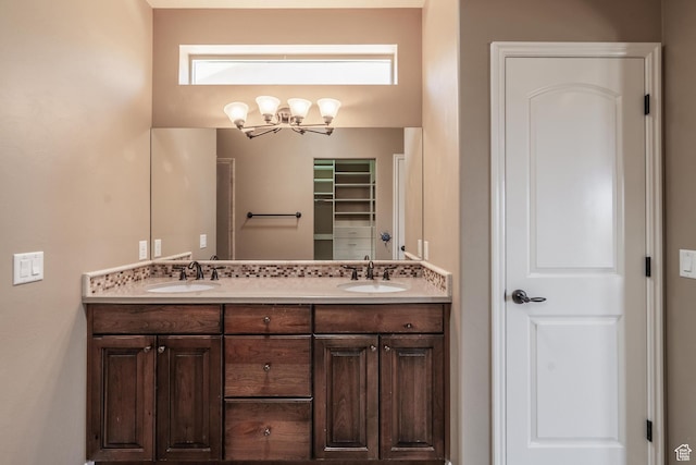 1410 W Ambassador Dr, St George, UT 84790 - full bathroom with double vanity and a chandelier