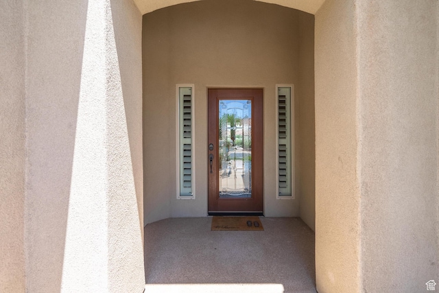 1410 W Ambassador Dr, St George, UT 84790 - doorway to property with stucco siding