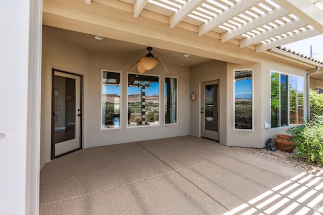 1410 W Ambassador Dr, St George, UT 84790 - view of patio / terrace with a ceiling fan and a pergola