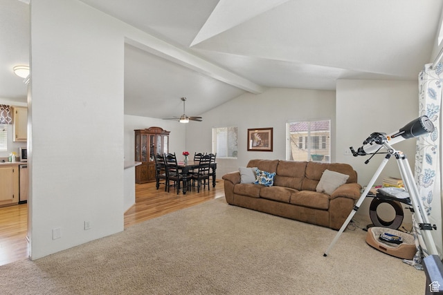 22 E Main St S, Eureka, UT 84628 - living area featuring light carpet, light wood finished floors, and ceiling fan