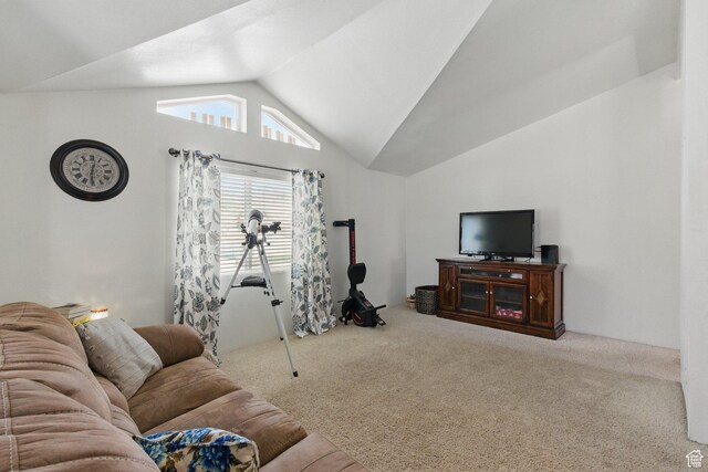 22 E Main St S, Eureka, UT 84628 - living area featuring carpet and lofted ceiling
