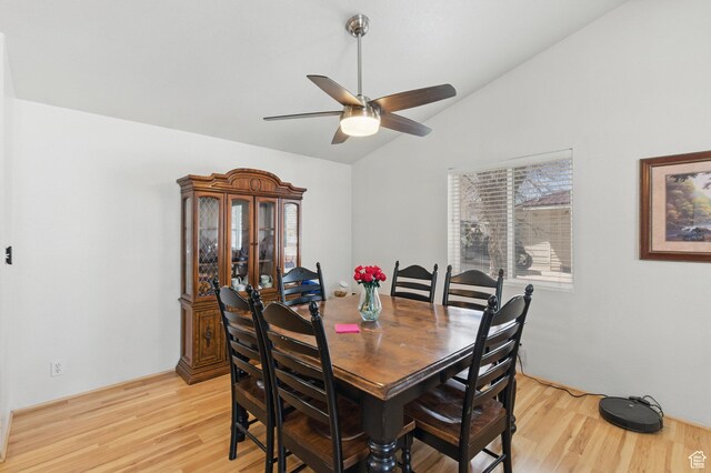 22 E Main St S, Eureka, UT 84628 - dining area with lofted ceiling, light wood-style flooring, and a ceiling fan
