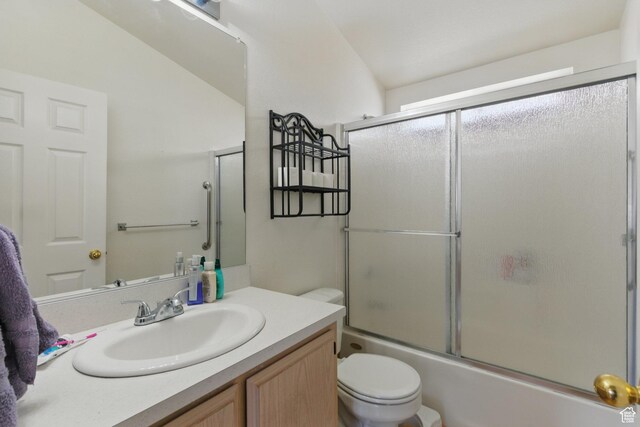 22 E Main St S, Eureka, UT 84628 - full bath with vanity, bath / shower combo with glass door, and vaulted ceiling