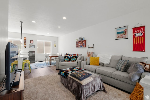 15129 S Halter Way, Bluffdale, UT 84065 - living area featuring wood finished floors and recessed lighting
