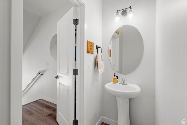 15129 S Halter Way, Bluffdale, UT 84065 - bathroom featuring wood finished floors and baseboards