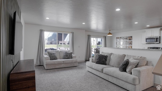 15113 S Bright Stars Dr, Bluffdale, UT 84065 - carpeted living room with recessed lighting