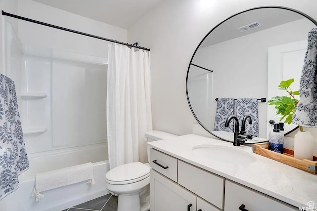 856 S 250 W, American Fork, UT 84003 - full bathroom featuring vanity, shower / bath combo with shower curtain, and tile patterned flooring