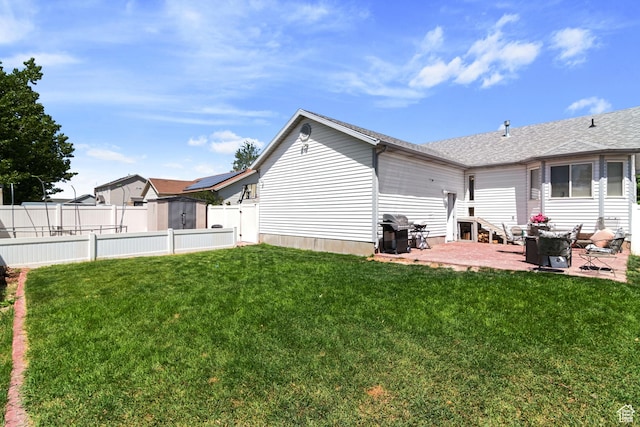 4139 N Mountain View Dr E, Eagle Mountain, UT 84005 - rear view of property featuring a patio and a shed