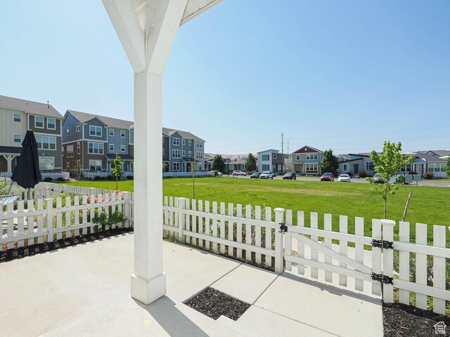 1051 W Narrows Ln S, Bluffdale, UT 84065 - view of patio / terrace featuring a residential view and a fenced front yard