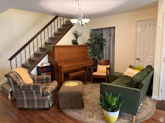 8158 S Cottonwood Hills Cir, Sandy, UT 84094 - living area with wood finished floors, stairs, and a chandelier