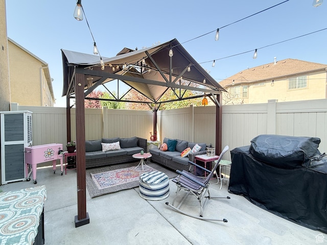 4491 Haven Rd Unit 11E, West Haven, UT 84401 - fenced backyard with a gazebo, an outdoor hangout area, a patio, and a grill