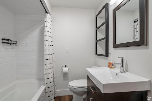 2922 E Hillsden Dr, Holladay, UT 84117 - full bath featuring vanity, wood finished floors, and shower / bath combination with curtain