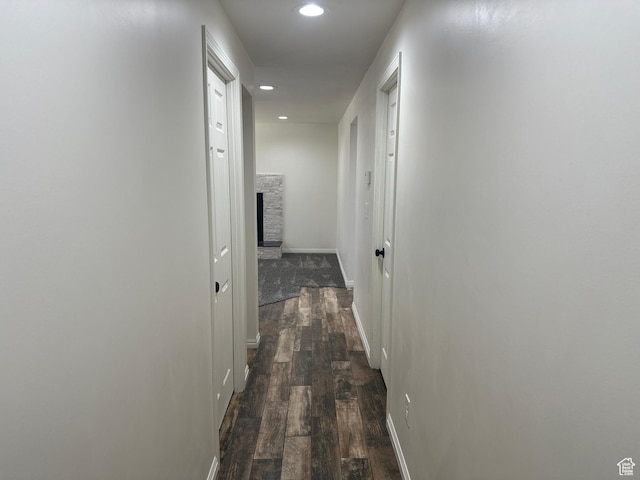 469 Canfield Dr, Ogden, UT 84404 - corridor with recessed lighting and dark wood finished floors