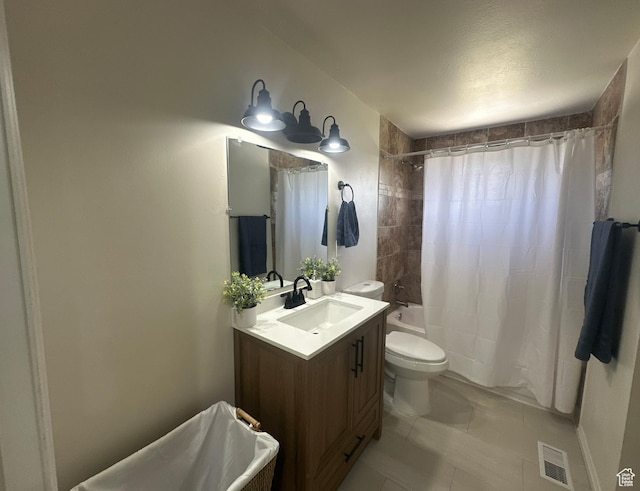 469 Canfield Dr, Ogden, UT 84404 - full bathroom featuring vanity, shower / bath combo, and tile patterned flooring
