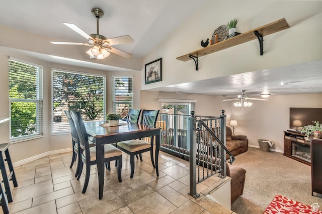 6925 S Sparrowtail Rd W, West Jordan, UT 84081 - dining space with a ceiling fan and vaulted ceiling