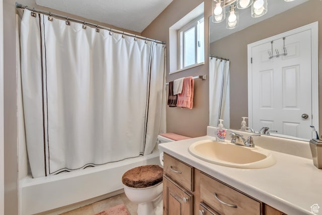 6925 S Sparrowtail Rd W, West Jordan, UT 84081 - bathroom with vanity, shower / bathtub combination with curtain, and tile patterned flooring