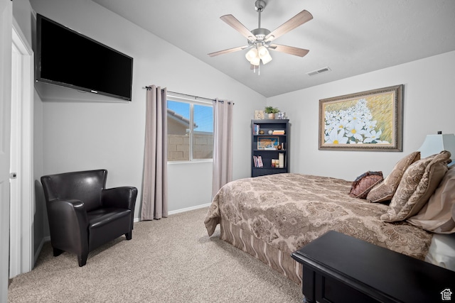 470 E 1100 S Unit 63, St George, UT 84790 - bedroom with vaulted ceiling, light carpet, and ceiling fan