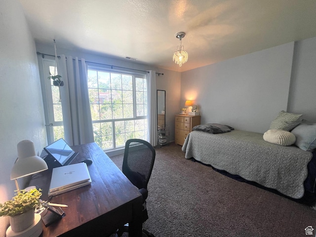 110 S 800 E Unit 300, Salt Lake City, UT 84102 - carpeted bedroom with a desk and a chandelier