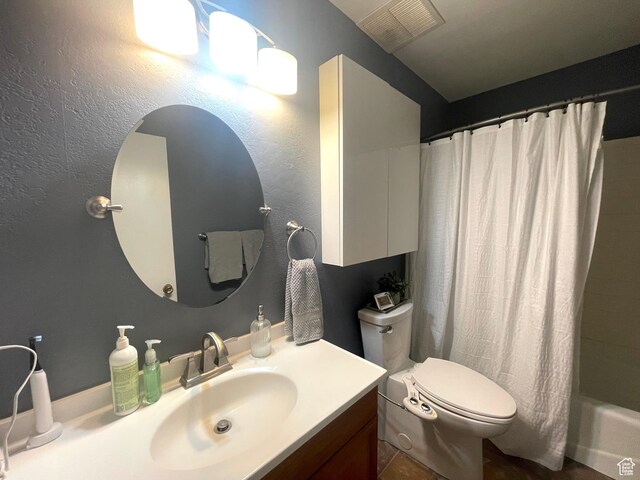110 S 800 E Unit 300, Salt Lake City, UT 84102 - bathroom with vanity, shower / tub combo with curtain, and a textured wall