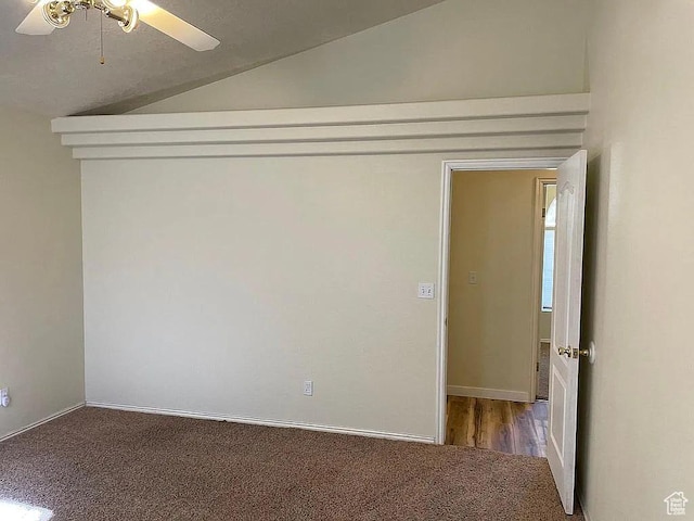 1118 E Chokeberry Dr, St George, UT 84790 - carpeted empty room with vaulted ceiling and ceiling fan