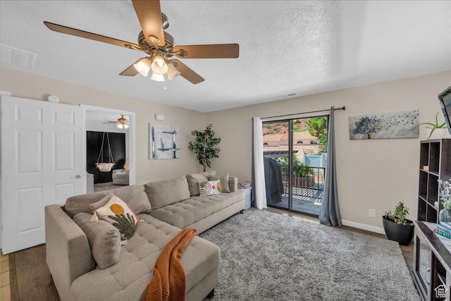 695 N 500 W # 5, St George, UT 84770 - living room with a ceiling fan, a textured ceiling, and wood finished floors