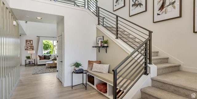 2158 W 2615 N Unit 137, Clinton, UT 84015 - stairs with wood finished floors and recessed lighting