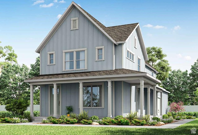 11303 S Aqua St Unit 309, South Jordan, UT 84009 - modern farmhouse featuring board and batten siding, a shingled roof, and covered porch