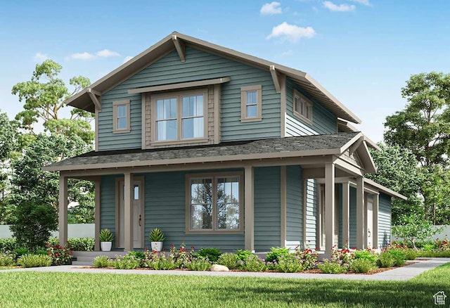 11303 S Aqua St Unit 309, South Jordan, UT 84009 - view of front facade featuring a porch, a front yard, and a shingled roof