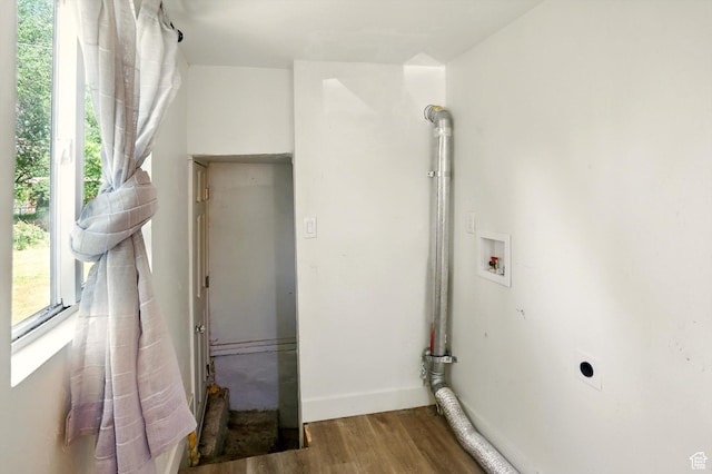 840 E 22nd St S, Ogden, UT 84401 - washroom with hookup for an electric dryer, hookup for a washing machine, wood finished floors, and healthy amount of natural light
