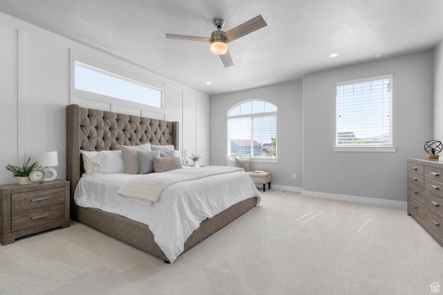68 N Eden Way, Vineyard, UT 84059 - bedroom with light colored carpet, ceiling fan, and recessed lighting