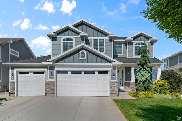 68 N Eden Way, Vineyard, UT 84059 - craftsman inspired home with board and batten siding, stone siding, and concrete driveway