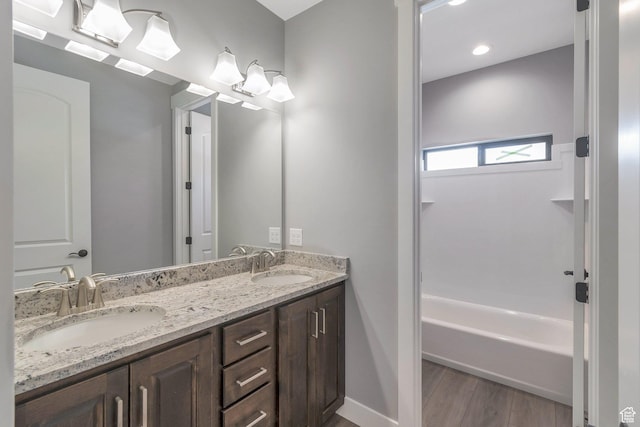 1766 S 1850 W Unit 08, Mapleton, UT 84664 - full bath with double vanity, wood finished floors, and bathtub / shower combination