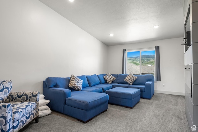 175 S Blue Topaz Ln, Garden City, UT 84028 - living area featuring carpet flooring, recessed lighting, and lofted ceiling