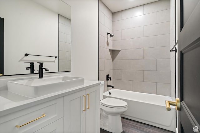 2639 S Mann Ln, Cedar City, UT 84720 - full bathroom featuring vanity, wood finished floors, and shower / washtub combination