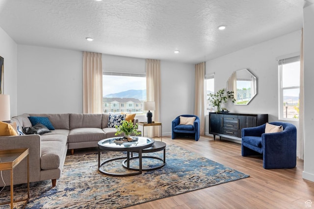 1282 N 375 E Unit 150, Harrisville, UT 84404 - living room with wood finished floors, a textured ceiling, and recessed lighting