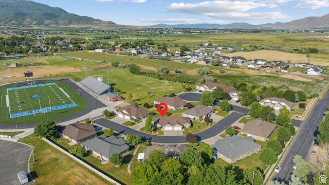 347 N 220 W, Salem, UT 84653 - aerial overview of property's location with a mountain backdrop