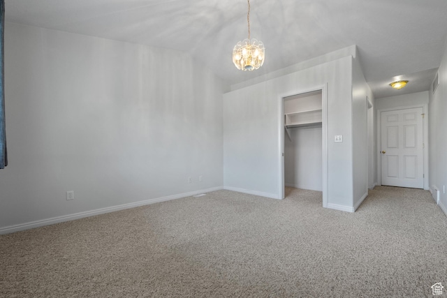 347 N 220 W, Salem, UT 84653 - unfurnished bedroom with light carpet, a chandelier, and a closet