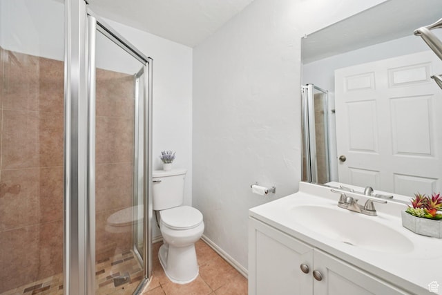 1213 E 540 N, Spanish Fork, UT 84660 - bathroom with vanity, a stall shower, and tile patterned floors