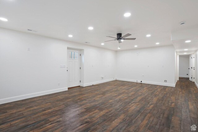 2131 S 1230 W, Syracuse, UT 84075 - spare room featuring dark wood-style flooring, recessed lighting, and a ceiling fan