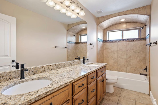 2131 S 1230 W, Syracuse, UT 84075 - bathroom featuring double vanity, bathtub / shower combination, and tile patterned flooring