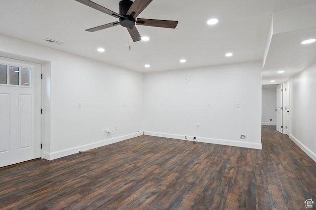 2131 S 1230 W, Syracuse, UT 84075 - unfurnished room with dark wood-style floors, recessed lighting, and ceiling fan