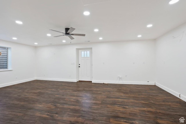 2131 S 1230 W, Syracuse, UT 84075 - unfurnished room with recessed lighting, dark wood-style flooring, and ceiling fan